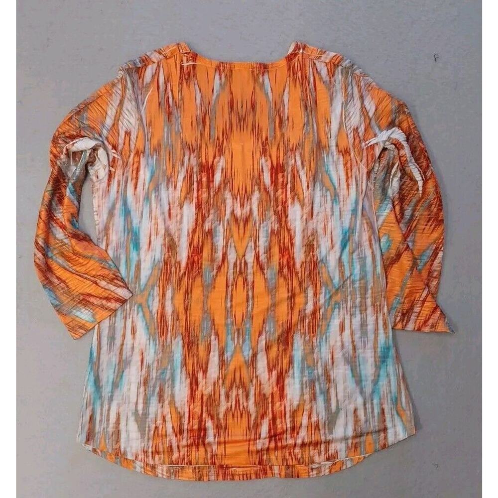 Reba Medium Top Tye Dye Drip Orange Teal White Sparkle Bedazzled - Picture 3 of 3
